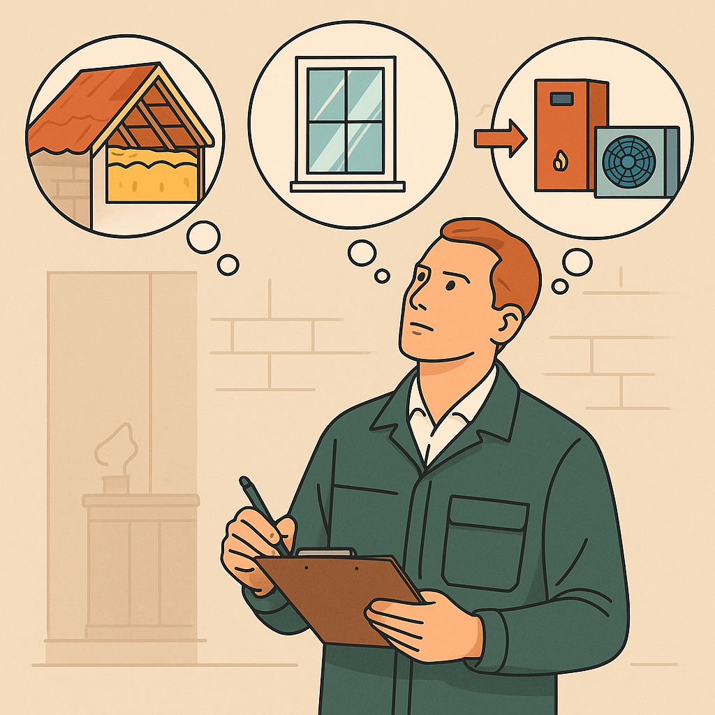 Illustration d’un audit énergétique montrant qu’un projet de rénovation commence par un état des lieux complet du logement avant de choisir les travaux.