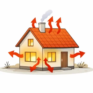 maison chauffée avec fortes déperditions thermiques