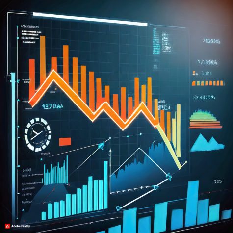 Firefly Un tableau de bord numérique affichant des graphiques montrant une tendance à la baisse de l